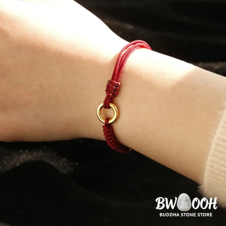 Buddha Stones Alloy Peace Buckle Luck Red String Bracelet - BWOOOH - Peace Buckle Luck Red String(Wrist Circumference