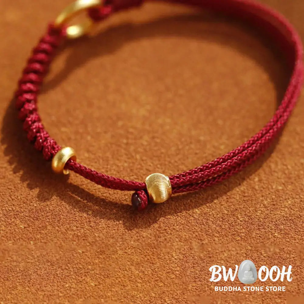 Buddha Stones Alloy Peace Buckle Luck Red String Bracelet - BWOOOH - Peace Buckle Luck Red String(Wrist Circumference