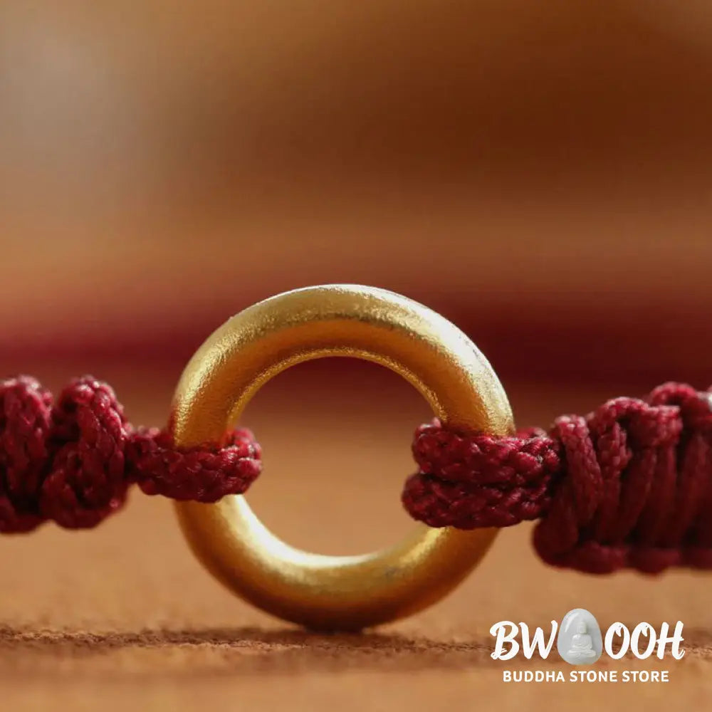 Buddha Stones Alloy Peace Buckle Luck Red String Bracelet - BWOOOH - Peace Buckle Luck Red String(Wrist Circumference