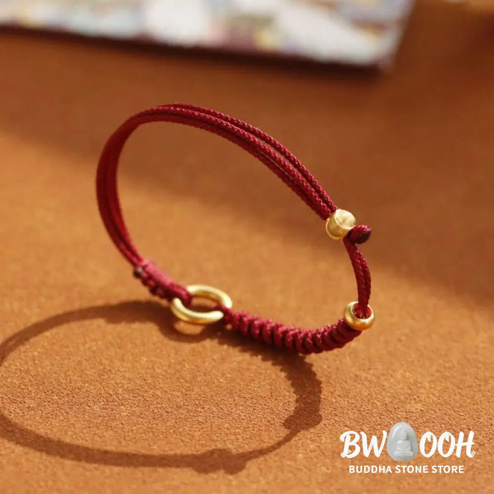 Buddha Stones Alloy Peace Buckle Luck Red String Bracelet - BWOOOH - Peace Buckle Luck Red String(Wrist Circumference