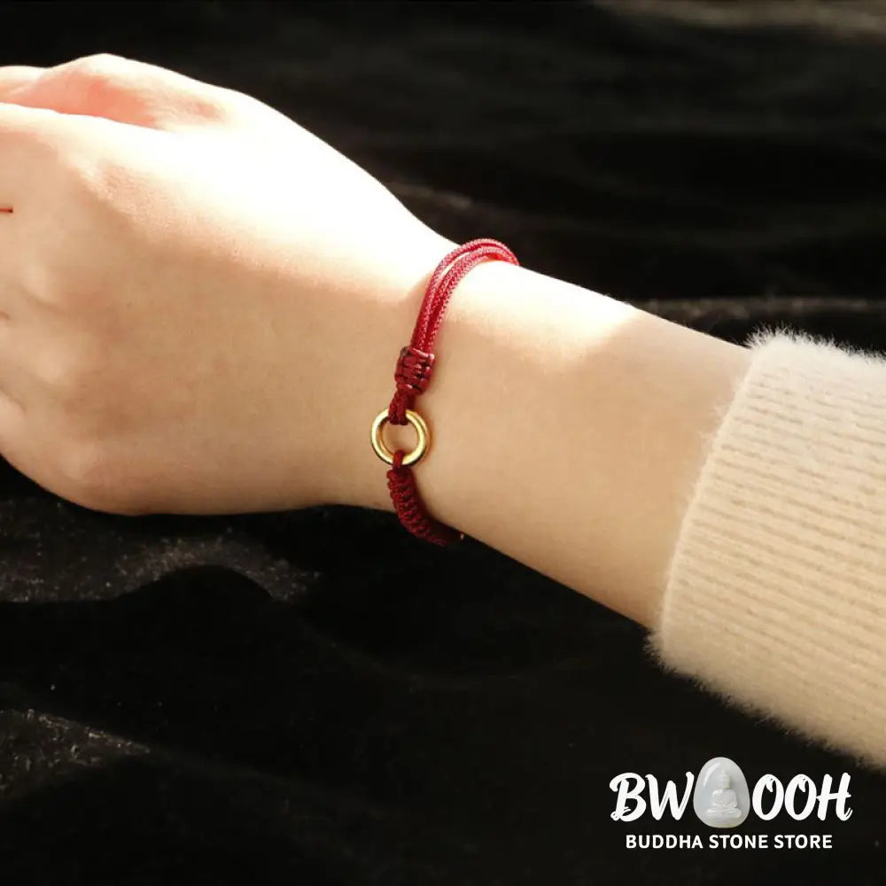 Buddha Stones Alloy Peace Buckle Luck Red String Bracelet - BWOOOH - Peace Buckle Luck Red String(Wrist Circumference