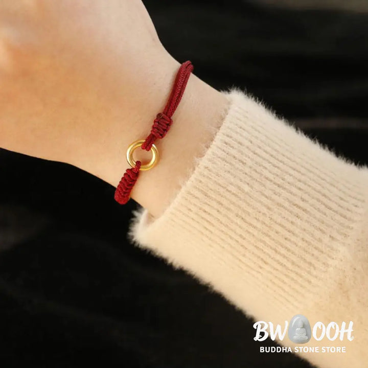Buddha Stones Alloy Peace Buckle Luck Red String Bracelet - BWOOOH - Peace Buckle Luck Red String(Wrist Circumference