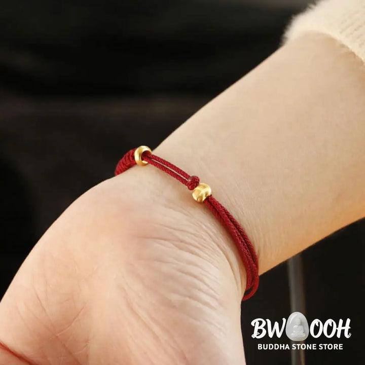 Buddha Stones Alloy Peace Buckle Luck Red String Bracelet - BWOOOH - Peace Buckle Luck Red String(Wrist Circumference