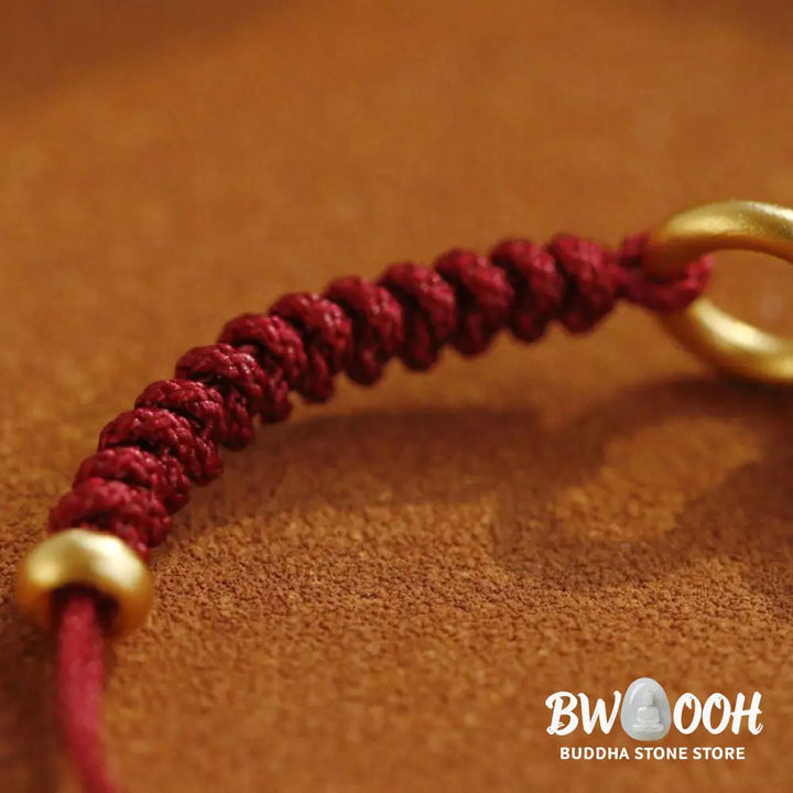Buddha Stones Alloy Peace Buckle Luck Red String Bracelet - BWOOOH - Peace Buckle Luck Red String(Wrist Circumference