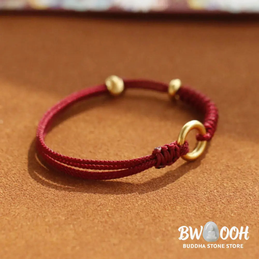 Buddha Stones Alloy Peace Buckle Luck Red String Bracelet - BWOOOH - Peace Buckle Luck Red String(Wrist Circumference