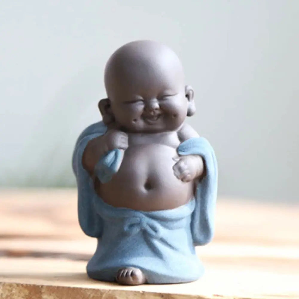 BWOOOH Always Smiling Laughing Buddha Wealth Luck Purple Clay Maitreya Statue Decoration - Budai Laughing Buddha