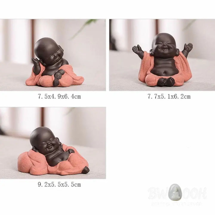 BWOOOH Always Smiling Laughing Buddha Wealth Luck Purple Clay Maitreya Statue Decoration - Decorations