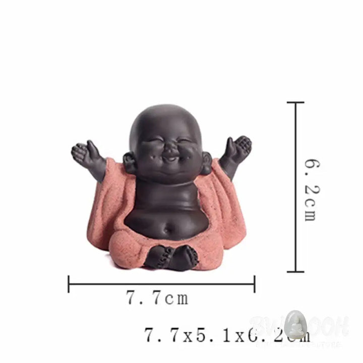 BWOOOH Always Smiling Laughing Buddha Wealth Luck Purple Clay Maitreya Statue Decoration - Decorations