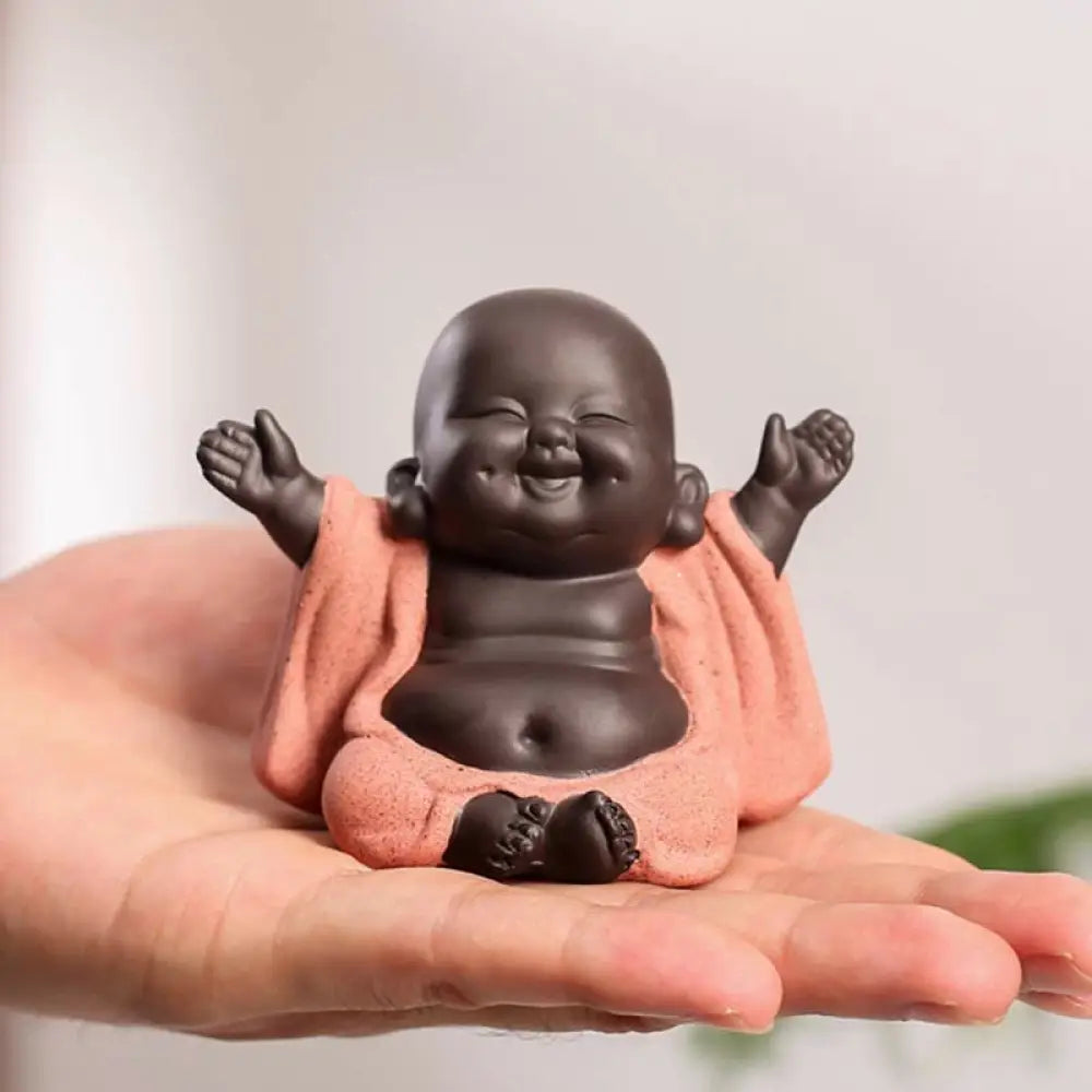 BWOOOH Always Smiling Laughing Buddha Wealth Luck Purple Clay Maitreya Statue Decoration - Always Smiling