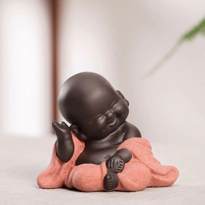 BWOOOH Always Smiling Laughing Buddha Wealth Luck Purple Clay Maitreya Statue Decoration - Happy Laughing Buddha