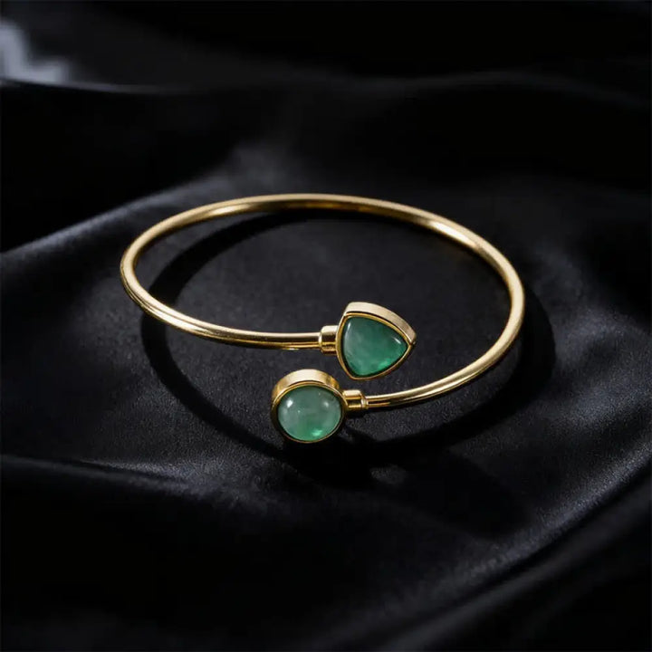 Buddha Stones Amazonite Various Crystals Positive Open Adjustable Cuff Bracelet - Natural Amazonite(Color May Vary)