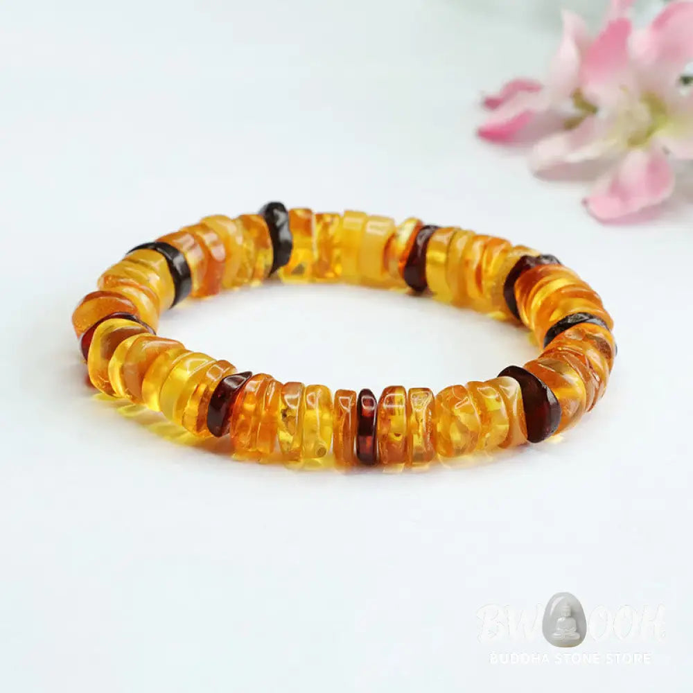 Buddha Stones Amber Peace Buckle Confidence Bracelet - BWOOOH - Amber Golden Amber Blood Amber(Wrist Circumference: