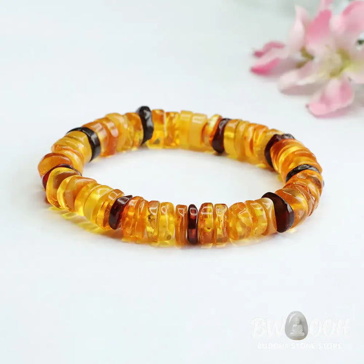 Buddha Stones Amber Peace Buckle Confidence Bracelet - BWOOOH - Amber Golden Amber Blood Amber(Wrist Circumference:
