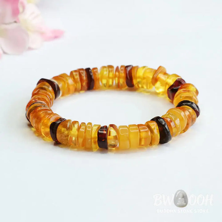 Buddha Stones Amber Peace Buckle Confidence Bracelet - BWOOOH - Amber Golden Amber Blood Amber(Wrist Circumference: