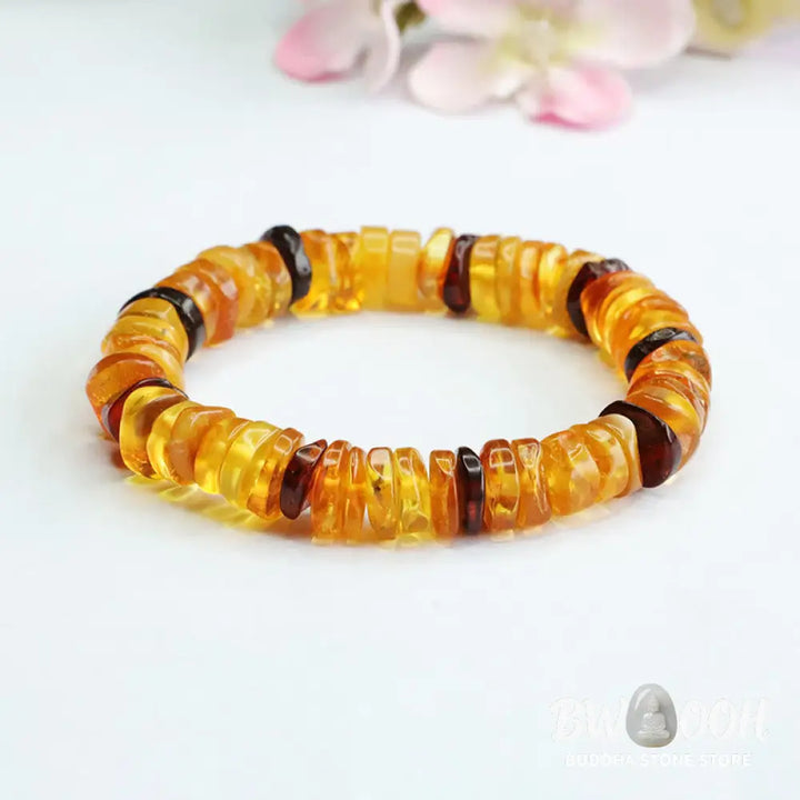 Buddha Stones Amber Peace Buckle Confidence Bracelet - BWOOOH - Amber Golden Amber Blood Amber(Wrist Circumference: