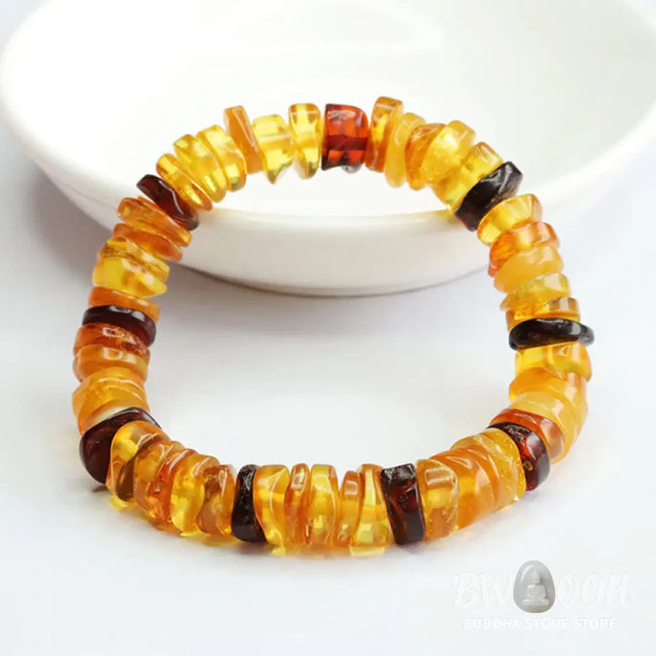 Buddha Stones Amber Peace Buckle Confidence Bracelet - BWOOOH - Amber Golden Amber Blood Amber(Wrist Circumference: