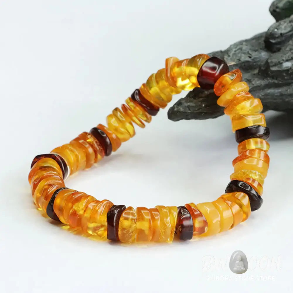Buddha Stones Amber Peace Buckle Confidence Bracelet - BWOOOH - Amber Golden Amber Blood Amber(Wrist Circumference: