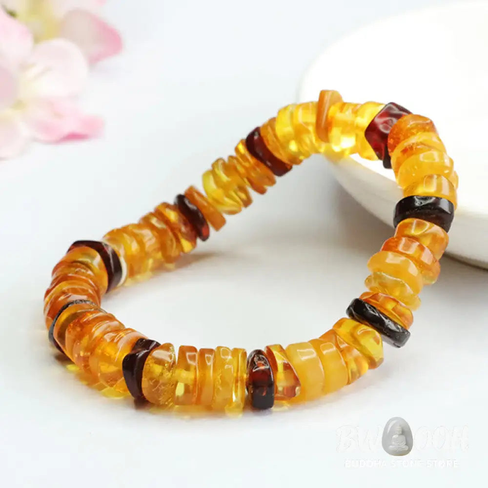 Buddha Stones Amber Peace Buckle Confidence Bracelet - BWOOOH - Amber Golden Amber Blood Amber(Wrist Circumference:
