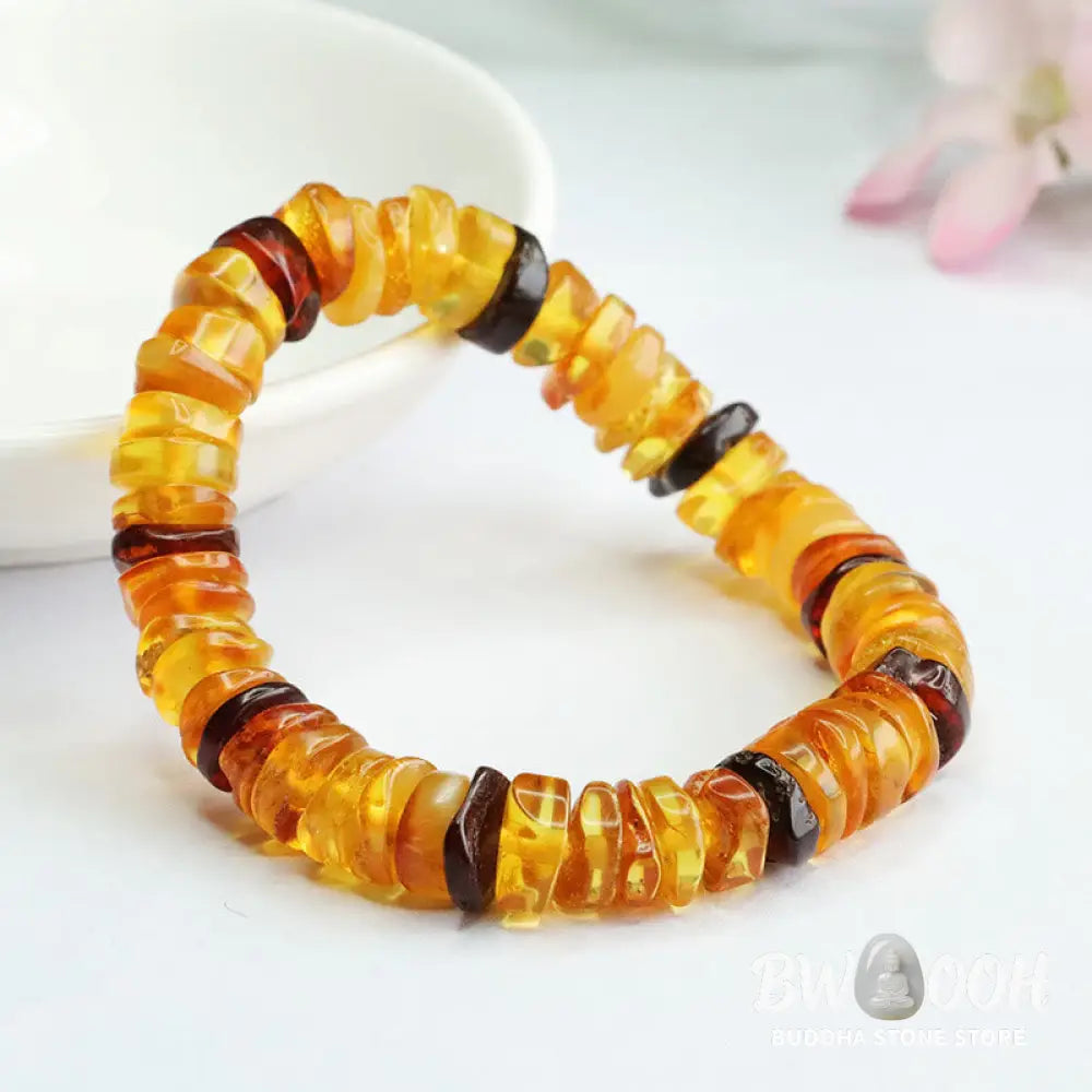 Buddha Stones Amber Peace Buckle Confidence Bracelet - BWOOOH - Amber Golden Amber Blood Amber(Wrist Circumference: