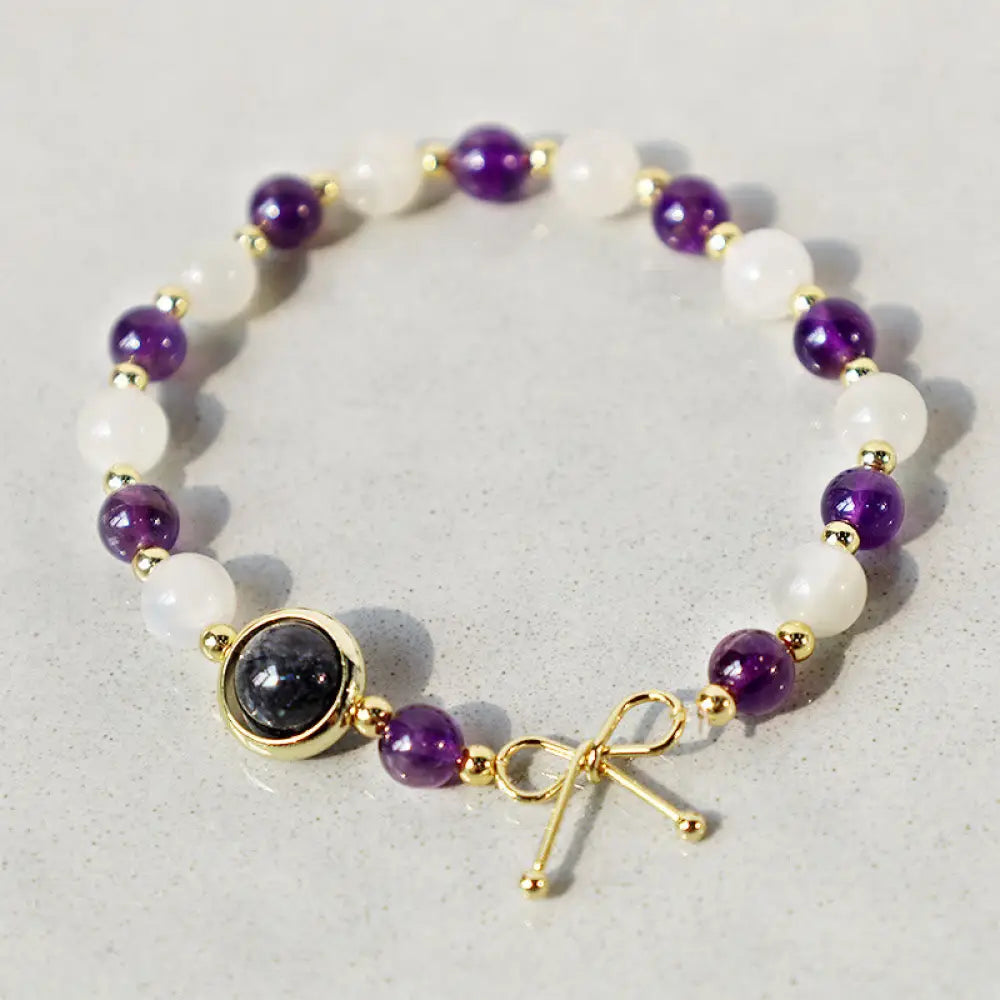 BWOOOH Amethyst Cat Eye Black Rutilated Quartz Spiritual Bead Bracelet - BWOOOH - Amethyst&Cat Eye - Bracelet