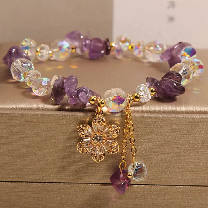 BWOOOH Amethyst Citrine White Crystal Zircon Flower Spiritual Healing Bracelet - BWOOOH - Amethyst(Wrist