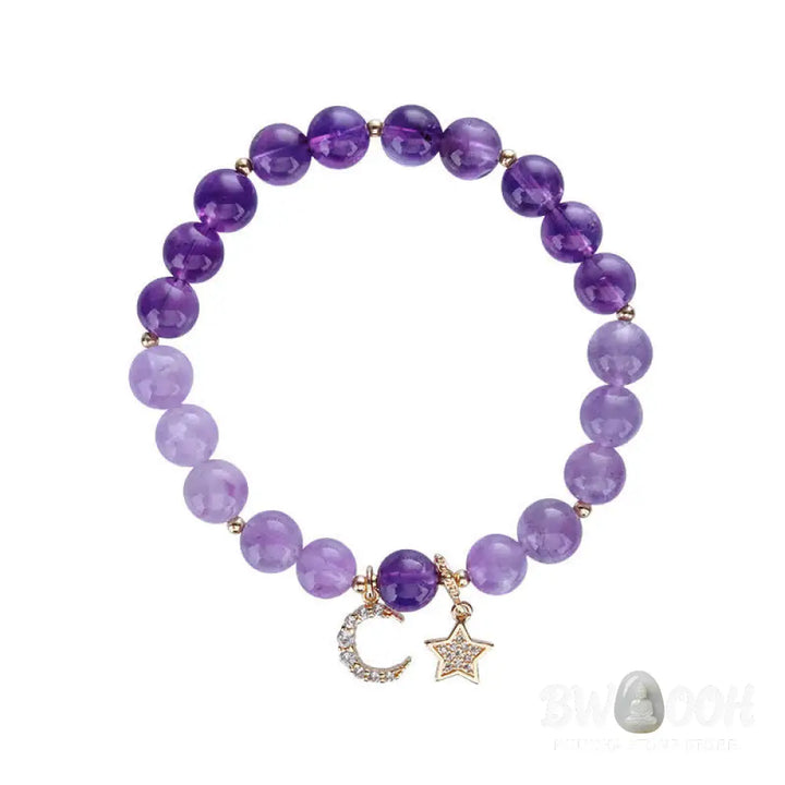 BWOOOH Amethyst Crystal Moon Star Healing Bracelet - 13-14cm - Bracelet