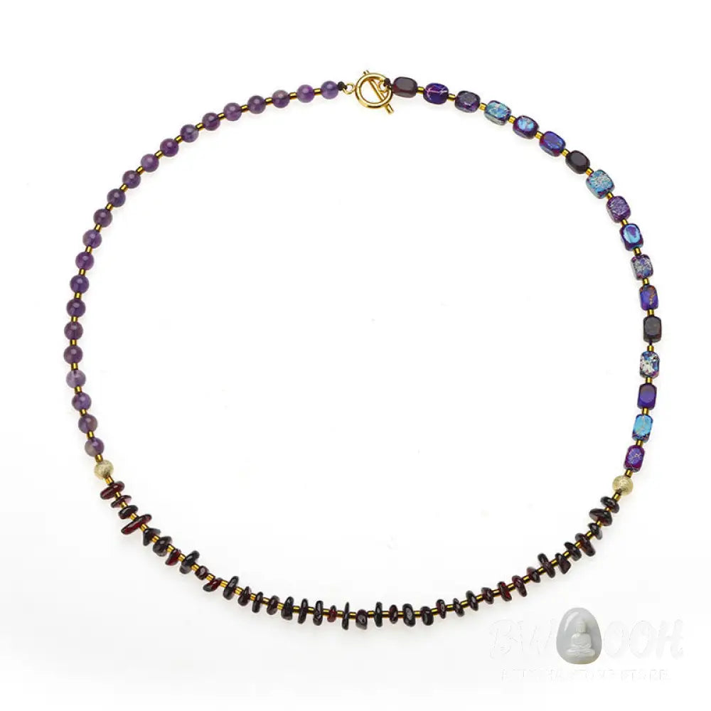 Buddha Stones Amethyst Garnet Emperor Stone Communication Triple Wrap Bracelet - BWOOOH - Amethyst Garnet Emperor