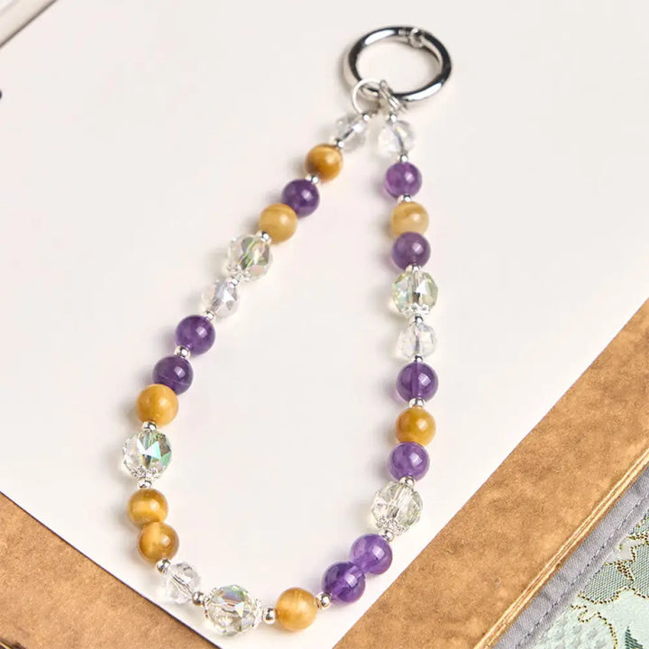 BWOOOH Amethyst Golden Tiger Eye Beaded Balance Key Chain
