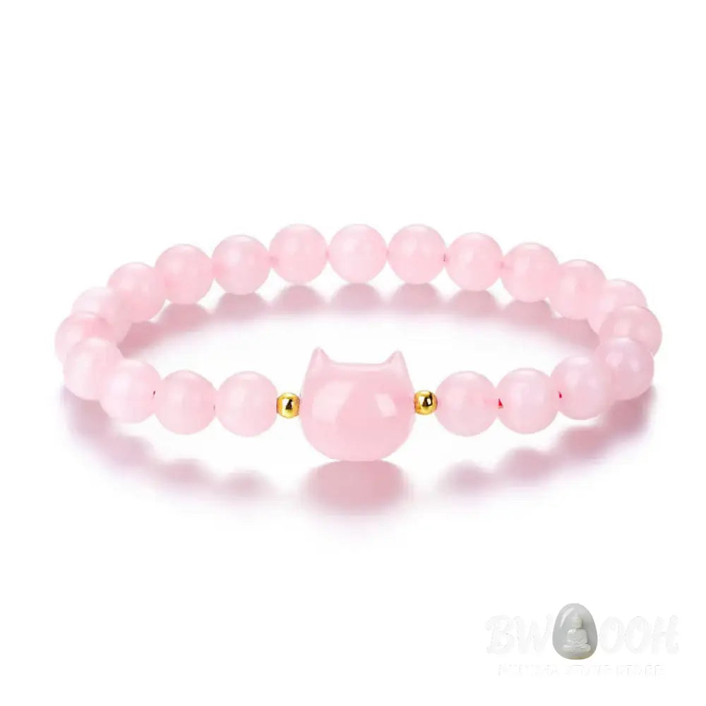 Buddha Stones Amethyst Green Aventurine Rose Quartz Fluorite Cat Head Balance Luck Bracelet - BWOOOH - Bracelet