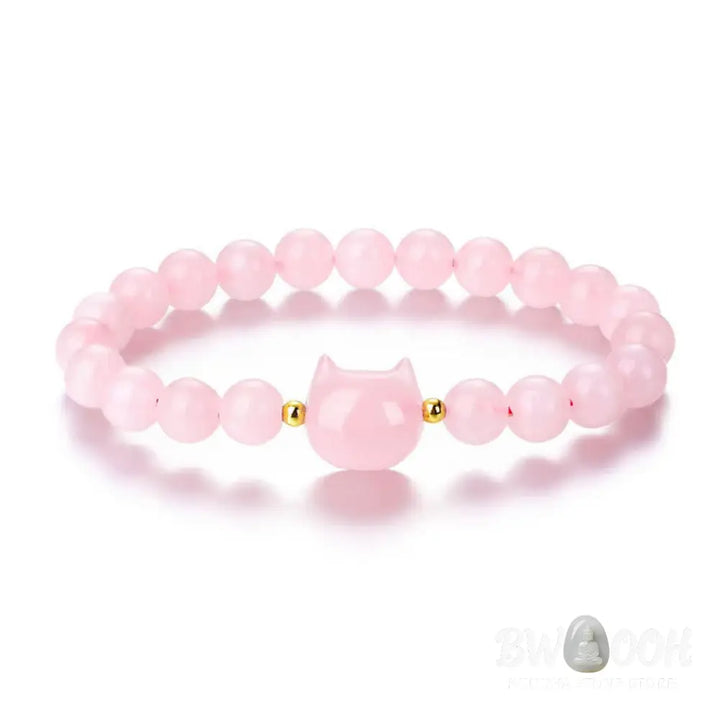 Buddha Stones Amethyst Green Aventurine Rose Quartz Fluorite Cat Head Balance Luck Bracelet - BWOOOH - Bracelet