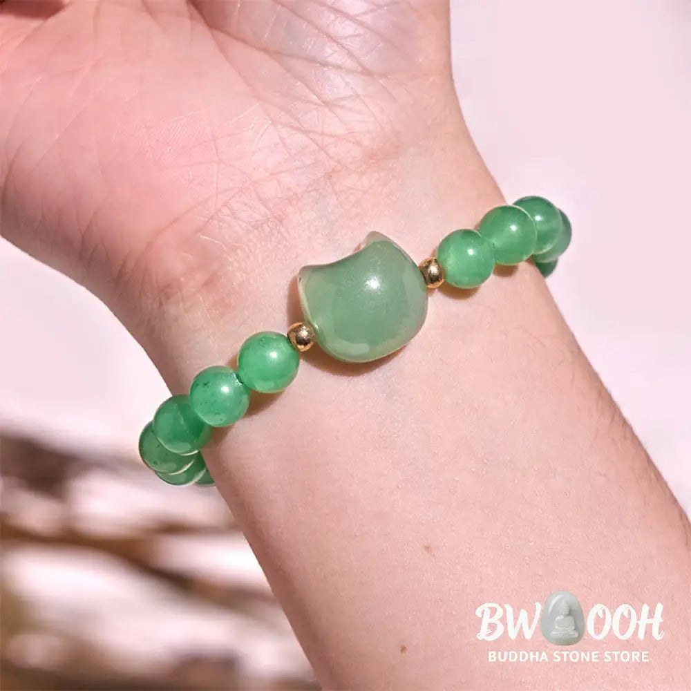 Buddha Stones Amethyst Green Aventurine Rose Quartz Fluorite Cat Head Balance Luck Bracelet - BWOOOH - Bracelet