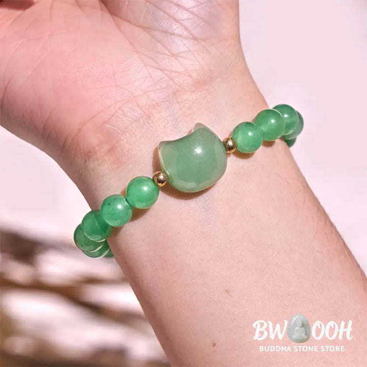 Buddha Stones Amethyst Green Aventurine Rose Quartz Fluorite Cat Head Balance Luck Bracelet - BWOOOH - Bracelet