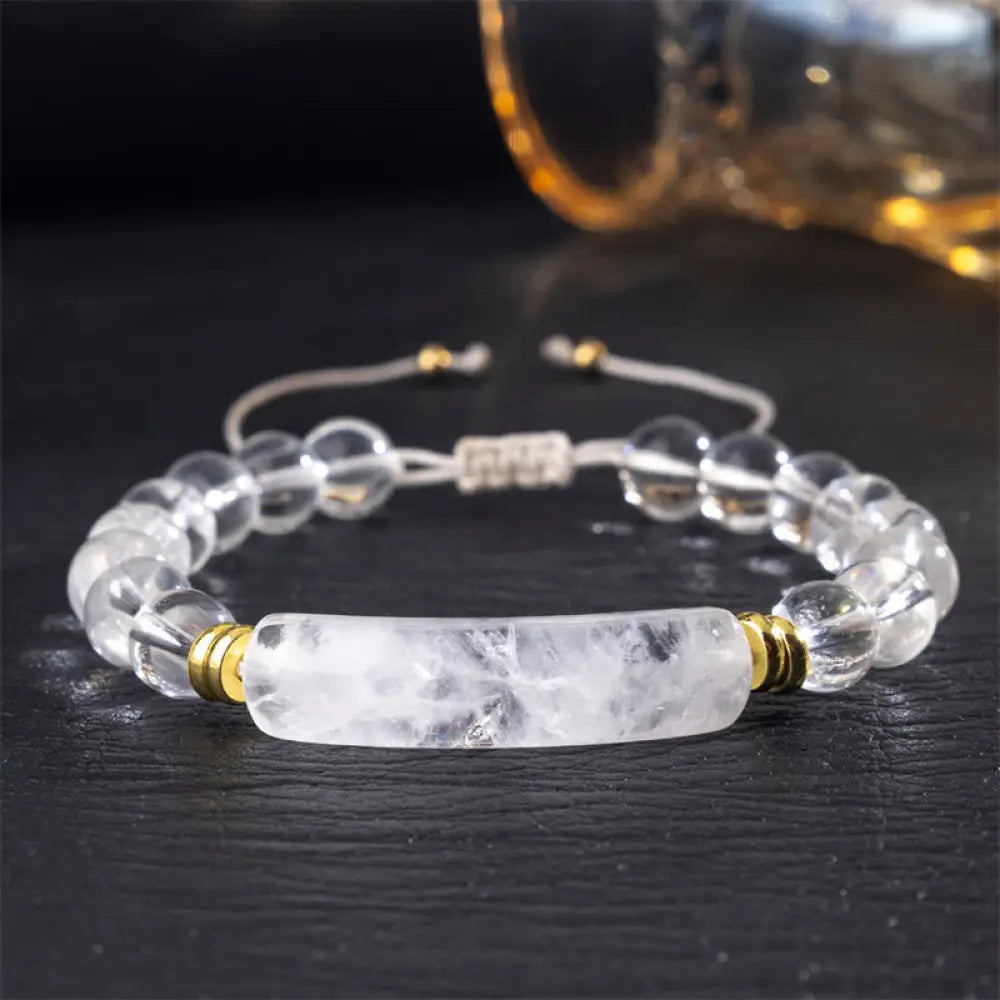 Buddha Stones Amethyst Green Aventurine Tiger Eye Strawberry Quartz Positive Transformation Bracelet - Clear