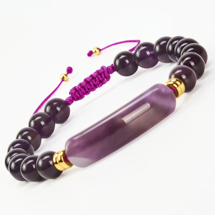 Buddha Stones Amethyst Green Aventurine Tiger Eye Strawberry Quartz Positive Transformation Bracelet - Amethyst(Wrist