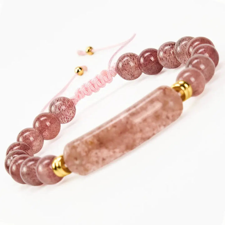 Buddha Stones Amethyst Green Aventurine Tiger Eye Strawberry Quartz Positive Transformation Bracelet - Strawberry