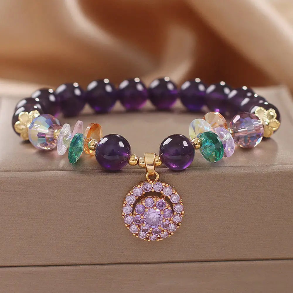 BWOOOH Amethyst Green Crystal Citrine White Crystal Spiritual Awareness Bracelet - BWOOOH - Amethyst Green