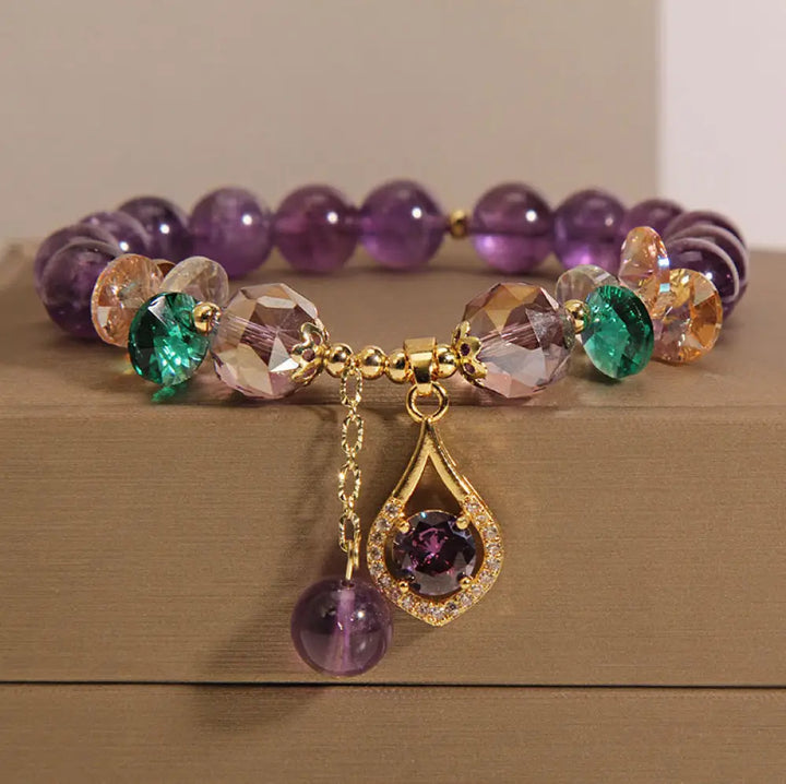 BWOOOH Amethyst Green Crystal Citrine White Crystal Spiritual Awareness Bracelet - BWOOOH - Amethyst(Wrist