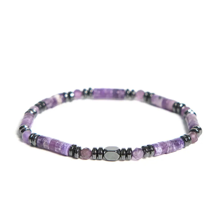 BWOOOH Amethyst Hematite Spiritual Awareness Bracelet — Amethyst crystal healing bracelet for spiritual healing and mindfu...