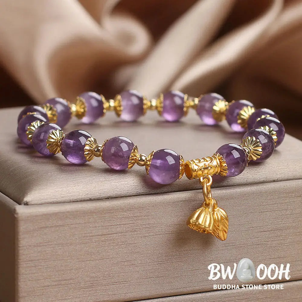 Buddha Stones Amethyst Increases Nobility Bracelet - BWOOOH - Amethyst(Wrist Circumference: 14-16cm) - Bracelet
