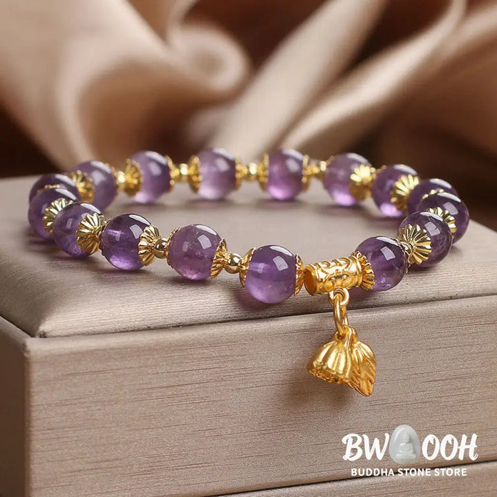 Buddha Stones Amethyst Increases Nobility Bracelet - BWOOOH - Amethyst(Wrist Circumference: 14-16cm) - Bracelet
