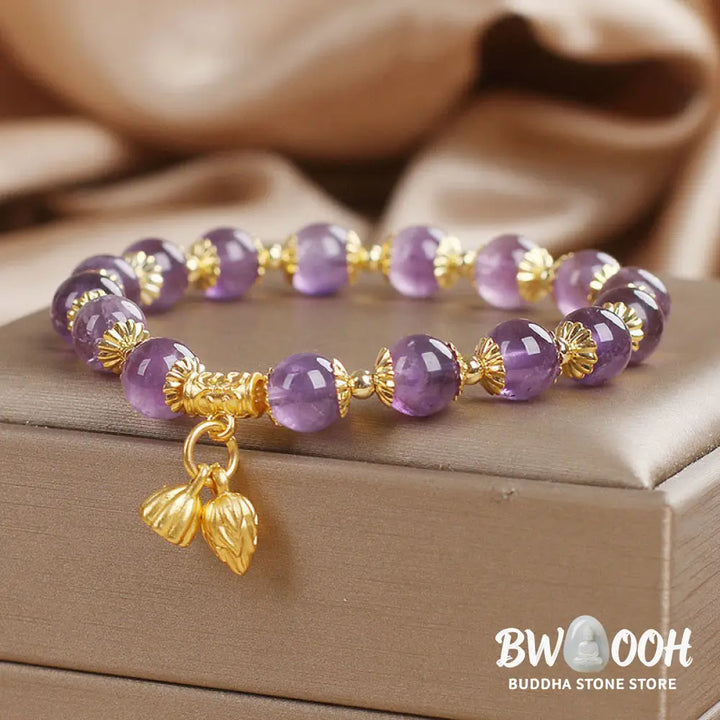 Buddha Stones Amethyst Increases Nobility Bracelet - BWOOOH - Amethyst(Wrist Circumference: 14-16cm) - Bracelet
