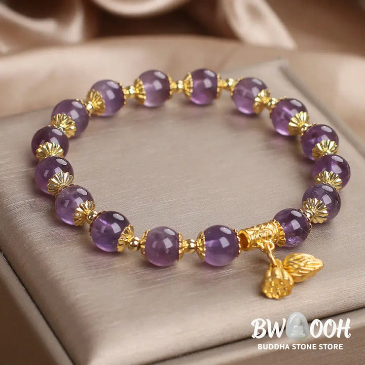 Buddha Stones Amethyst Increases Nobility Bracelet - BWOOOH - Amethyst(Wrist Circumference: 14-16cm) - Bracelet