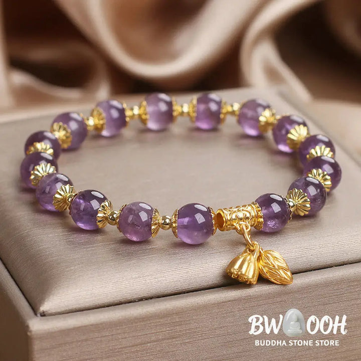 Buddha Stones Amethyst Increases Nobility Bracelet - BWOOOH - Amethyst(Wrist Circumference: 14-16cm) - Bracelet