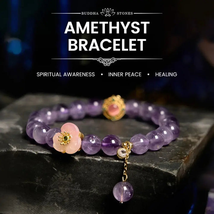 BWOOOH Amethyst Peach Blossom Fortune Meditation Bracelet - BWOOOH - Amethyst(Wrist Circumference: 14-17cm)