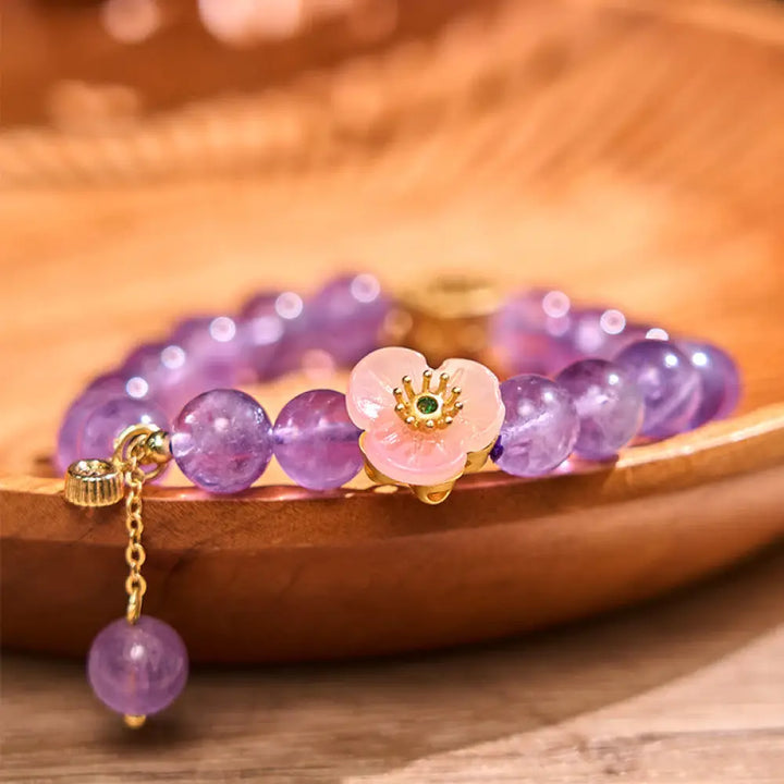 BWOOOH Amethyst Peach Blossom Fortune Meditation Bracelet - BWOOOH - Amethyst(Wrist Circumference: 14-17cm)