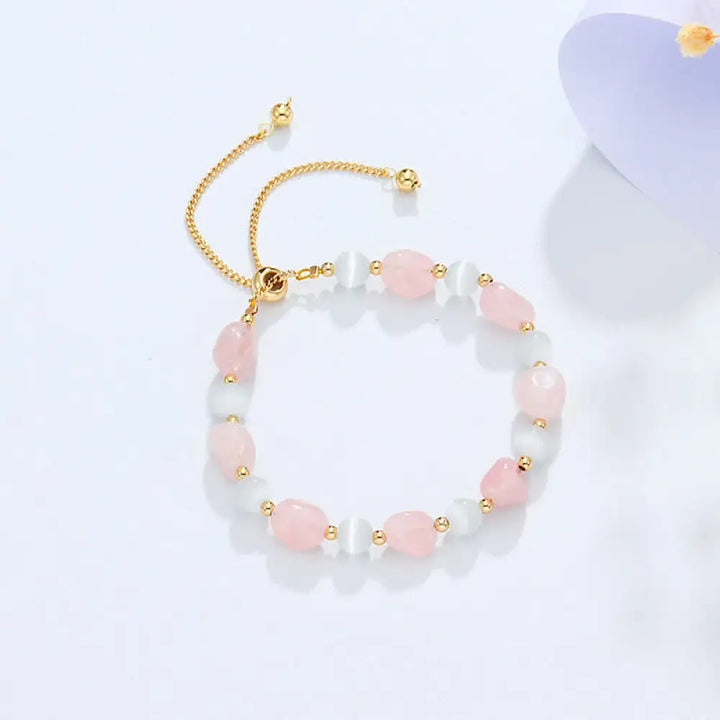 Buddha Stones Amethyst Pink Crystal Black Rutilated Quartz Spiritual Awareness Bracelet - BWOOOH - Pink