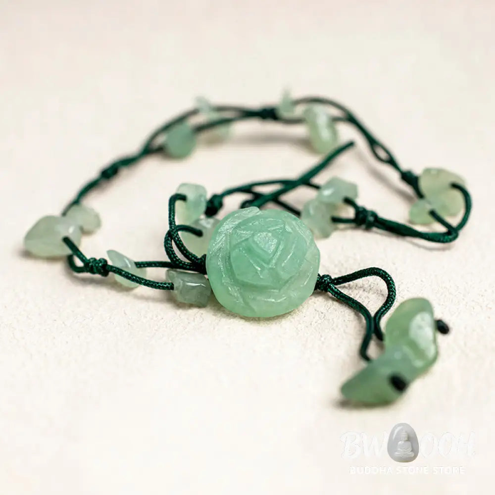 Buddha Stones Amethyst Pink Crystal Green Aventurine Rose Inner Peace Healing Anklet - Anklet
