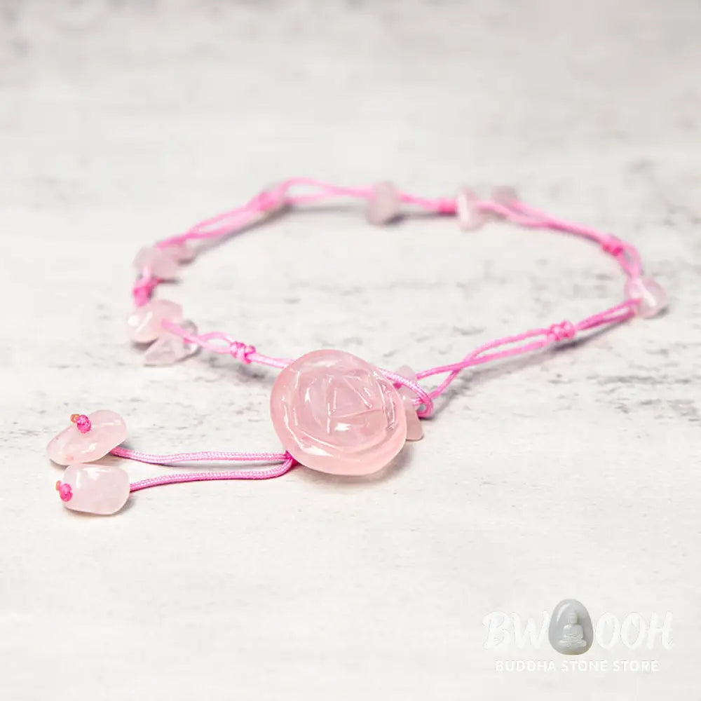 Buddha Stones Amethyst Pink Crystal Green Aventurine Rose Inner Peace Healing Anklet - Anklet