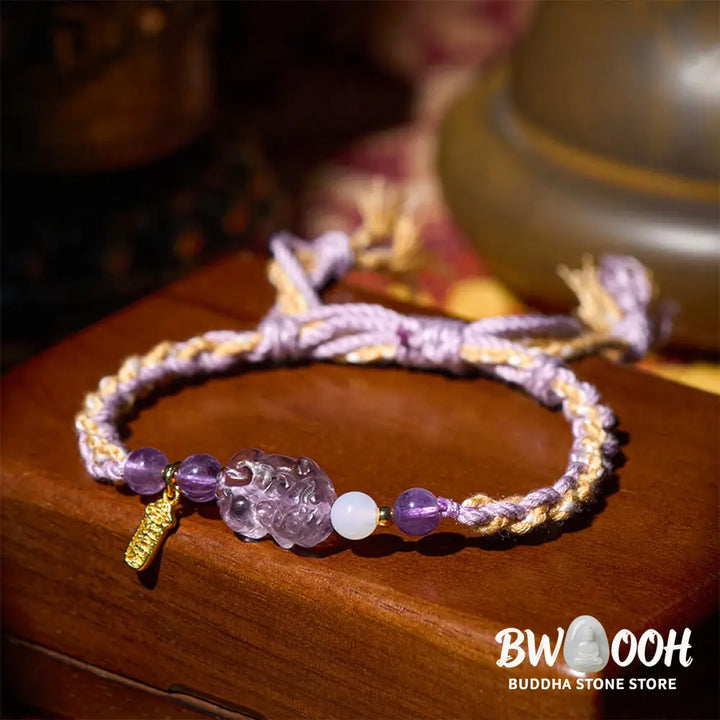 Buddha Stones Amethyst Pixiu Balance Lucky Bracelet - Amethyst Pixiu(Wrist Circumference: 17-18cm) - Bracelet