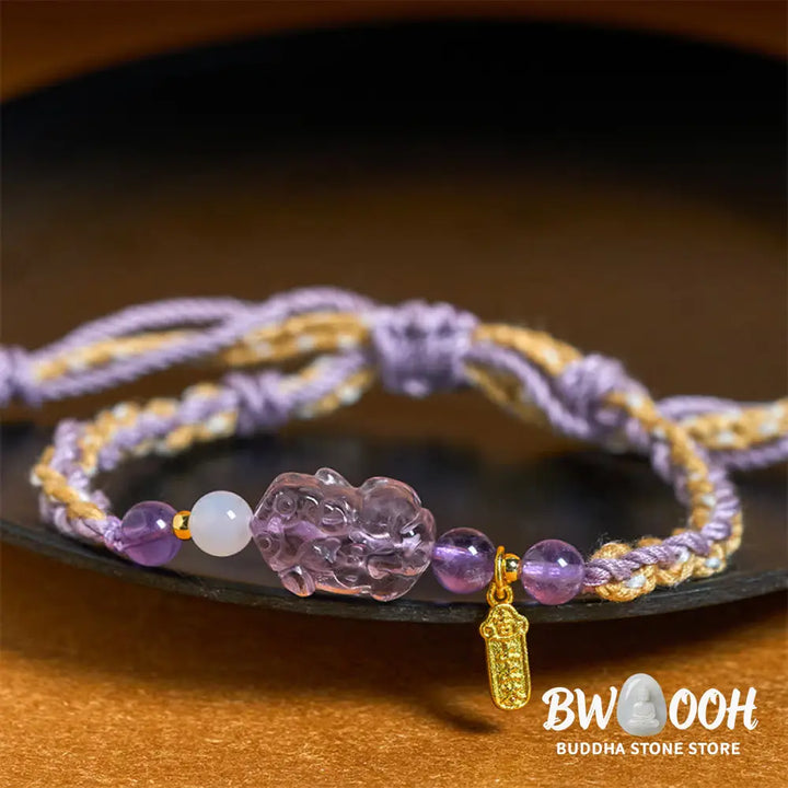 Buddha Stones Amethyst Pixiu Balance Lucky Bracelet - Amethyst Pixiu(Wrist Circumference: 17-18cm) - Bracelet